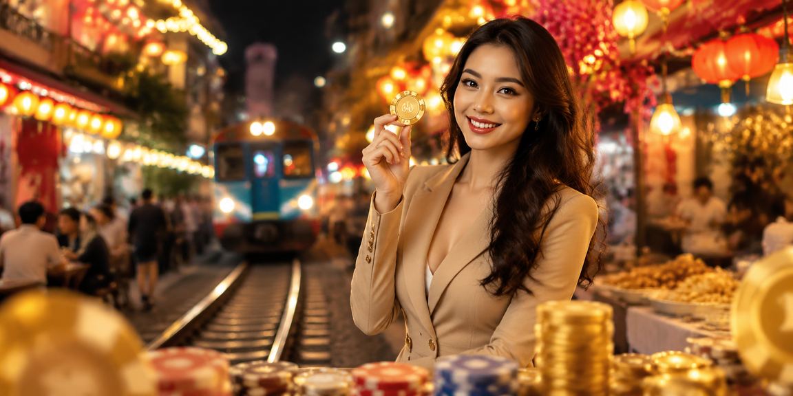 Không khí cá cược và giải trí trực tuyến tại chợ đêm Hà Nội với ánh đèn sáng rực