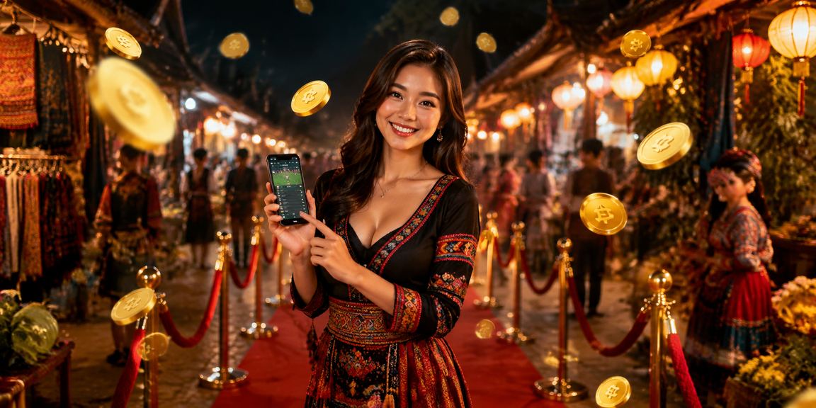 Người chơi đang đăng nhập trên thiết bị di động tại khu chợ đêm Sapa